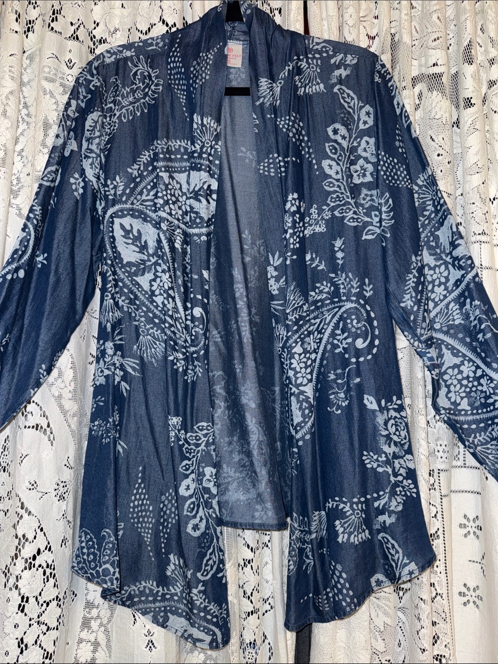 Laurie Felt Navy Blue Paisley Tencel jacket
